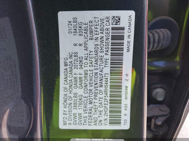 2HGFE2F54RH544473 Honda k20c2