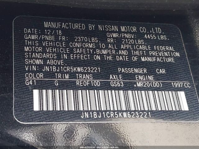 JN1BJ1CR5KW623221 Nissan 2019