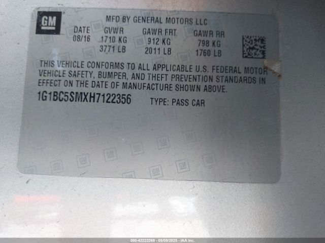 1G1BC5SMXH7122356 Chevrolet Cruze Ls Auto