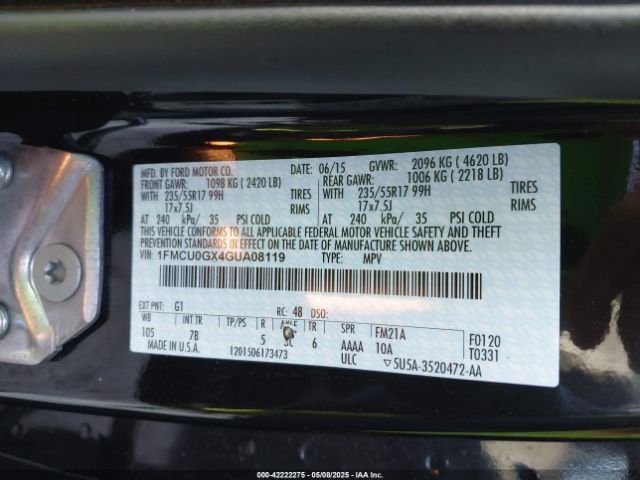 1FMCU0GX4GUA08119 Ford ESCAPE SE