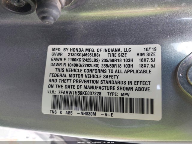 Honda l15be 2019 7FARW1H59KE037228 Image 9
