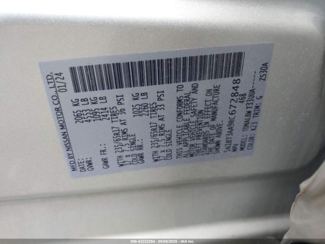 5N1BT3AA9RC672848 Nissan Rogue S Fwd