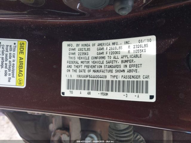 2010 ACURA TL 19UUA9F54AA004409 Photo 8