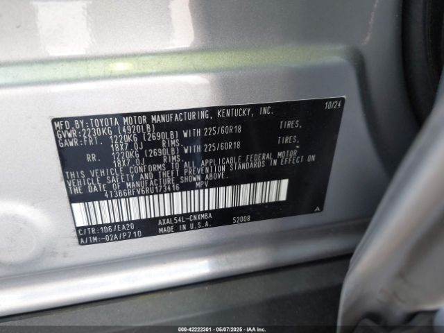 4T3B6RFV6RU173416 Toyota Rav4 Hybrid Xle Premium