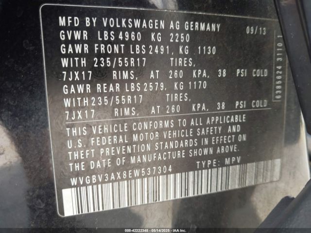 WVGBV3AX8EW537304 Volkswagen TIGUAN SE