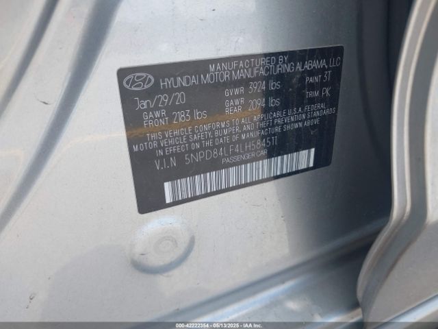 5NPD84LF4LH584511 Hyundai ELANTRA SEL