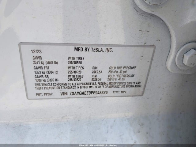 2023 TESLA MODEL Y 7SAYGAEE0PF948826 Photo 8