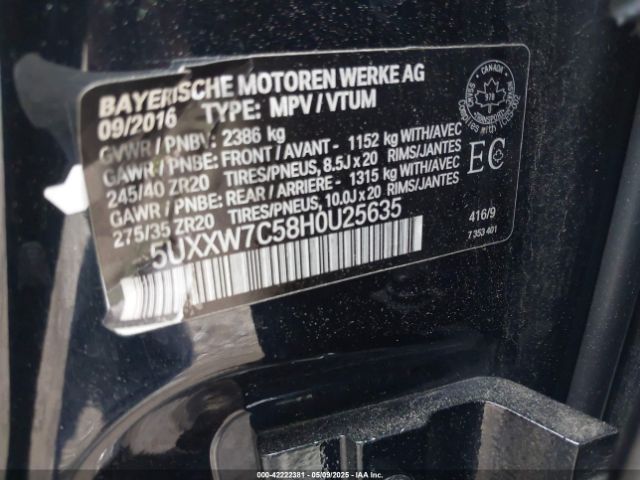 2017 BMW X4 5UXXW7C58H0U25635 Photo 8