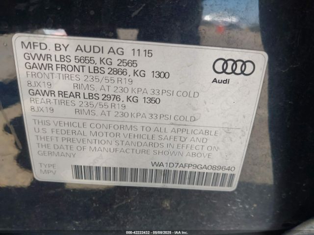 2016 AUDI Q5 WA1D7AFP9GA089640 Photo 8
