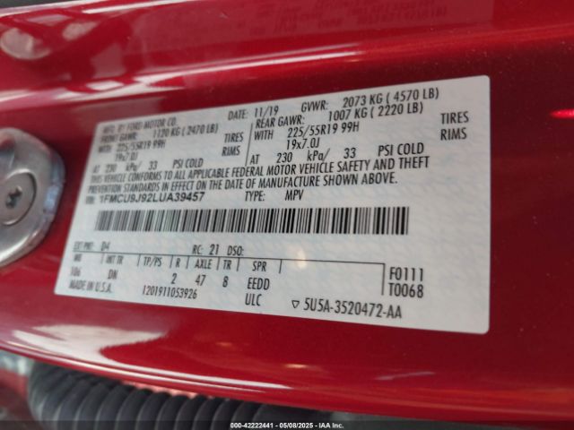 1FMCU9J92LUA39457 Ford Escape Titanium