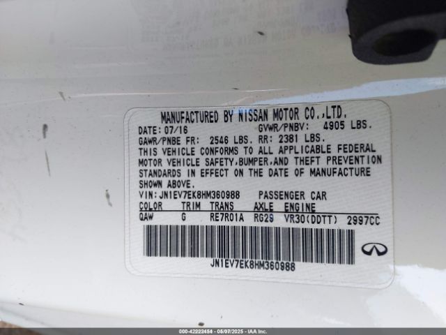 JN1EV7EK8HM360988 Infiniti Q60 3.0t Premium