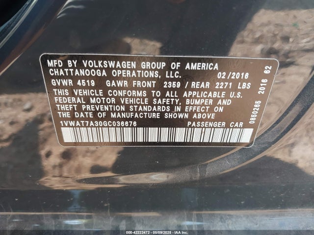 1VWAT7A30GC036676 Volkswagen 1.8t