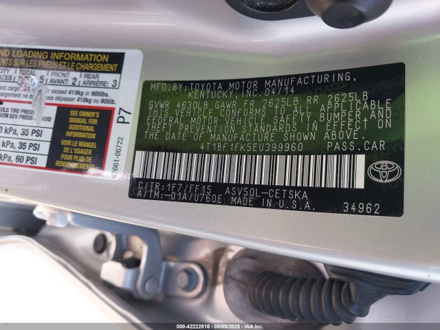 4T1BF1FK5EU399960 Toyota CAMRY SE