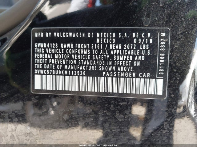 3VWC57BU9KM112526 Volkswagen 1.4 tsi