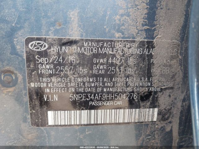 5NPE34AF9HH504276 Hyundai Sonata Sport
