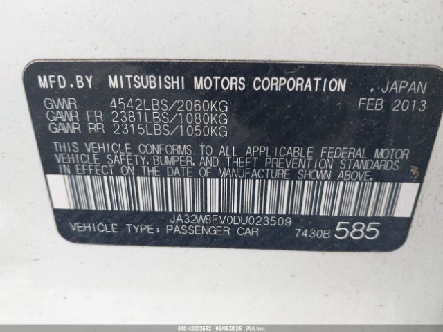 2013 MITSUBISHI LANCER EVOLUTION JA32W8FV0DU023509 Photo 8