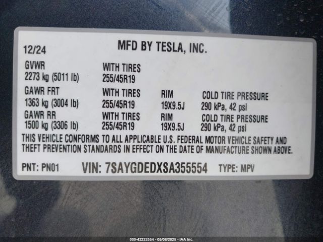 2025 TESLA MODEL Y 7SAYGDEDXSA355554 Photo 8