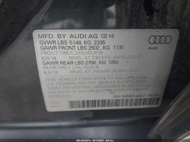 2014 AUDI ALLROAD WA1UFAFL4EA119026 Photo 8