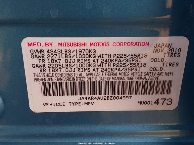 2011 MITSUBISHI OUTLANDER SPORT JA4AR4AU2BZ004997 Photo 8