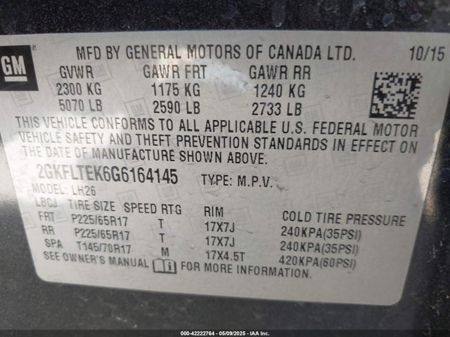 2GKFLTEK6G6164145 GMC Terrain Sle-2