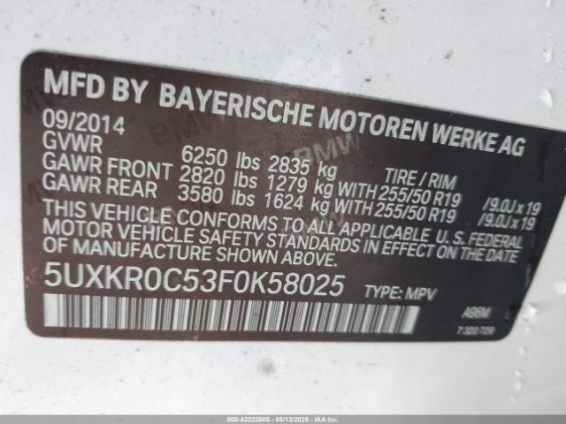 5UXKR0C53F0K58025 BMW X5 Xdrive35i
