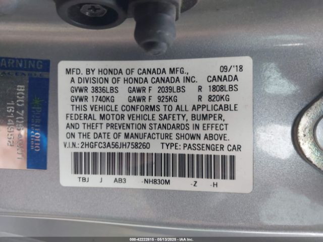 2HGFC3A56JH758260 Honda CIVIC SI