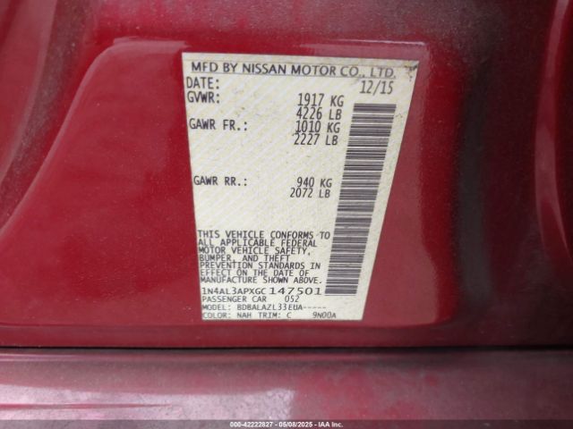 1N4AL3APXGC147501 Nissan ALTIMA 2.5