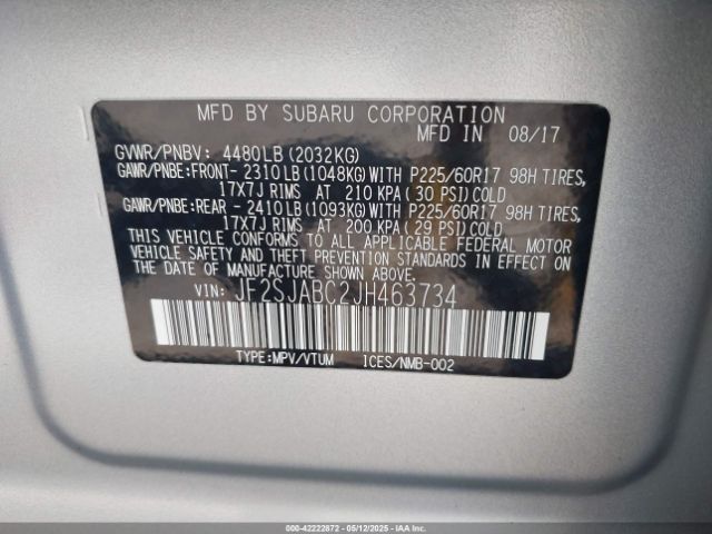 JF2SJABC2JH463734 Subaru Forester 2.5i