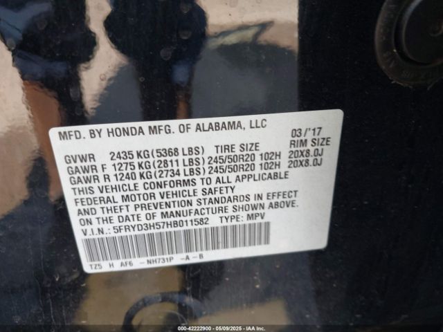 5FRYD3H57HB011582 Acura j35y5