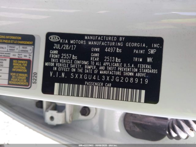 5XXGU4L3XJG208919 KIA OPTIMA EX