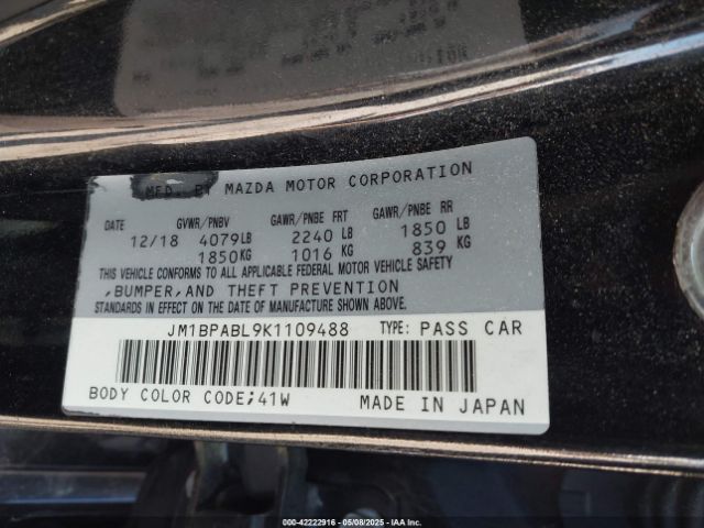 JM1BPABL9K1109488 Mazda MAZDA3