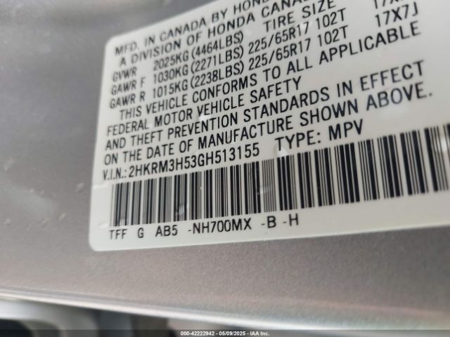 2HKRM3H53GH513155 Honda CR-V EX