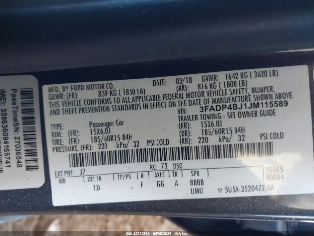 2018 FORD FIESTA 3FADP4BJ1JM115589 Photo 8