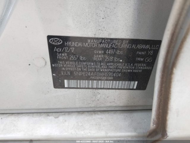 5NPE24AF0HH590404 Hyundai Sonata