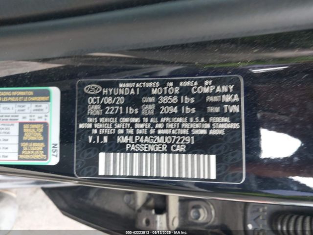 KMHLP4AG2MU072291 Hyundai Elantra Limited