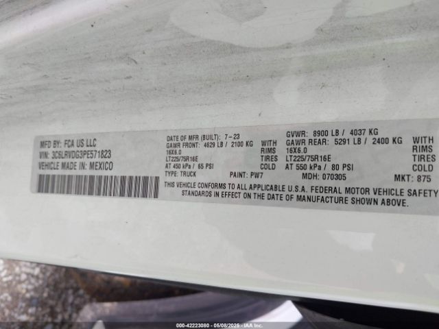 3C6LRVDG3PE571823 RAM Promaster 2500 High Roof 159 Wb