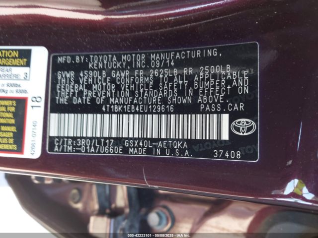 4T1BK1EB4EU129616 Toyota Avalon Xle Touring