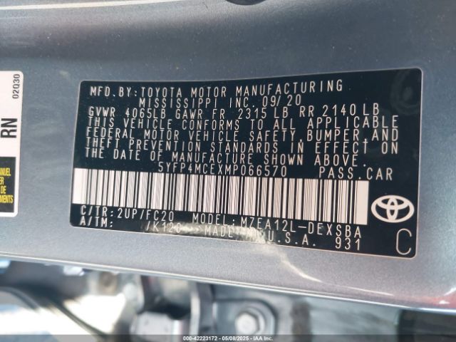 5YFP4MCEXMP066570 Toyota COROLLA SE