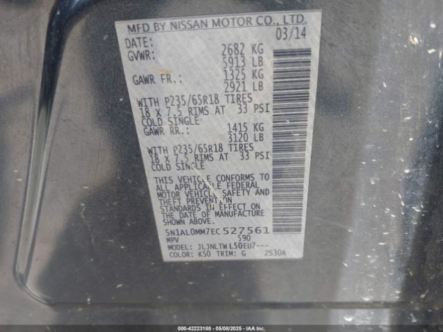 5N1AL0MM7EC527561 Infiniti QX60