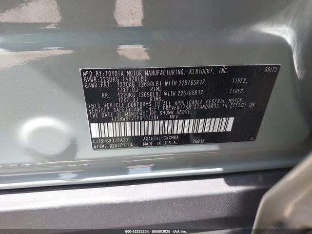 4T3RWRFV5PU103384 Toyota a25a-fxs, 3nm+4nm(ni)