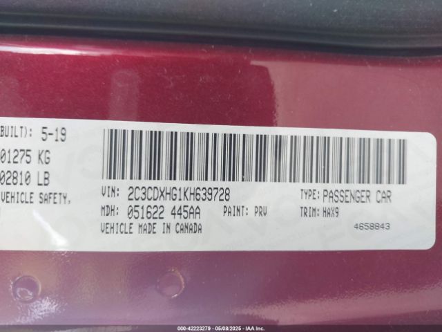 2019 DODGE CHARGER 2C3CDXHG1KH639728 Photo 8
