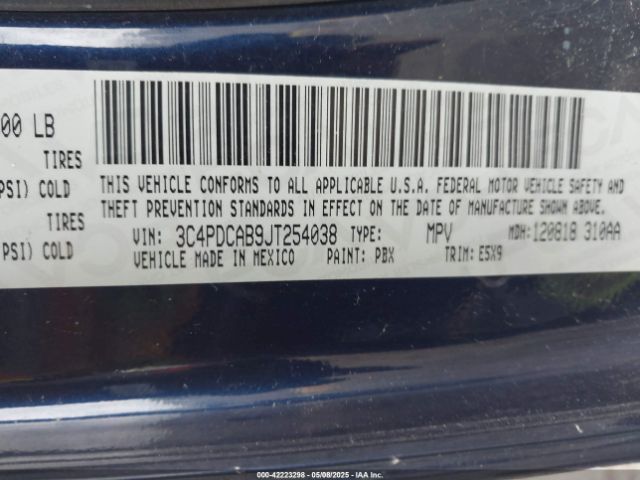 2018 DODGE JOURNEY 3C4PDCAB9JT254038 Photo 8