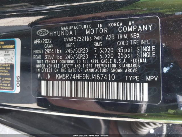 KM8R74HE9NU467410 Hyundai Palisade Calligraphy