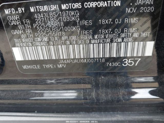 2021 MITSUBISHI OUTLANDER SPORT JA4APUAUXMU007118 Photo 8