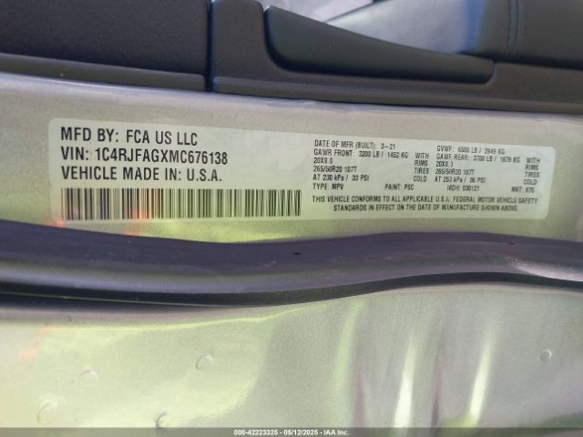 2021 JEEP GRAND CHEROKEE 1C4RJFAGXMC676138 Photo 8