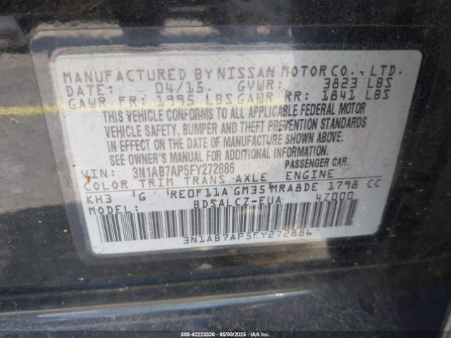 3N1AB7AP5FY272886 Nissan SENTRA S