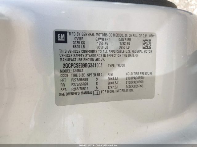 2011 CHEVROLET SILVERADO 1500 3GCPCSE09BG341003 Photo 8