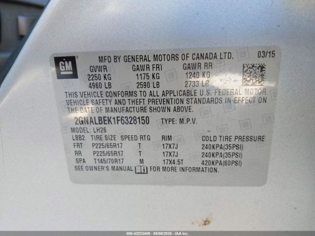 2GNALBEK1F6328150 Chevrolet EQUINOX 1LT