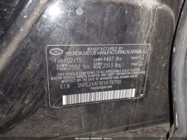 5NPE24AF8FH178700 Hyundai SONATA SE