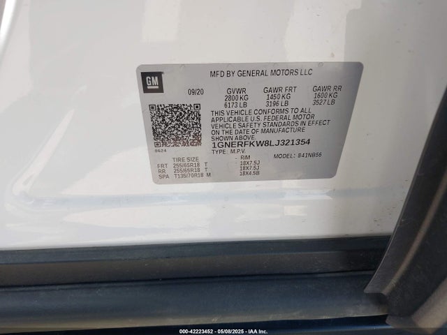 1GNERFKW8LJ321354 Chevrolet Traverse Fwd Ls